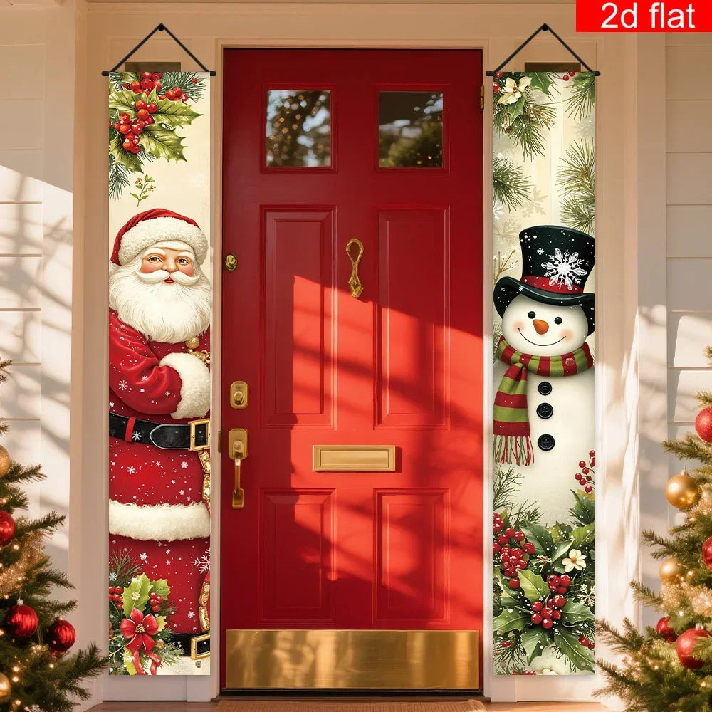 Santa & Snowman Christmas Hanging Door Banners