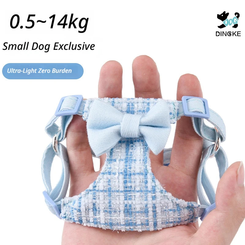 Plaid Bow Pet Harness & Leash Set