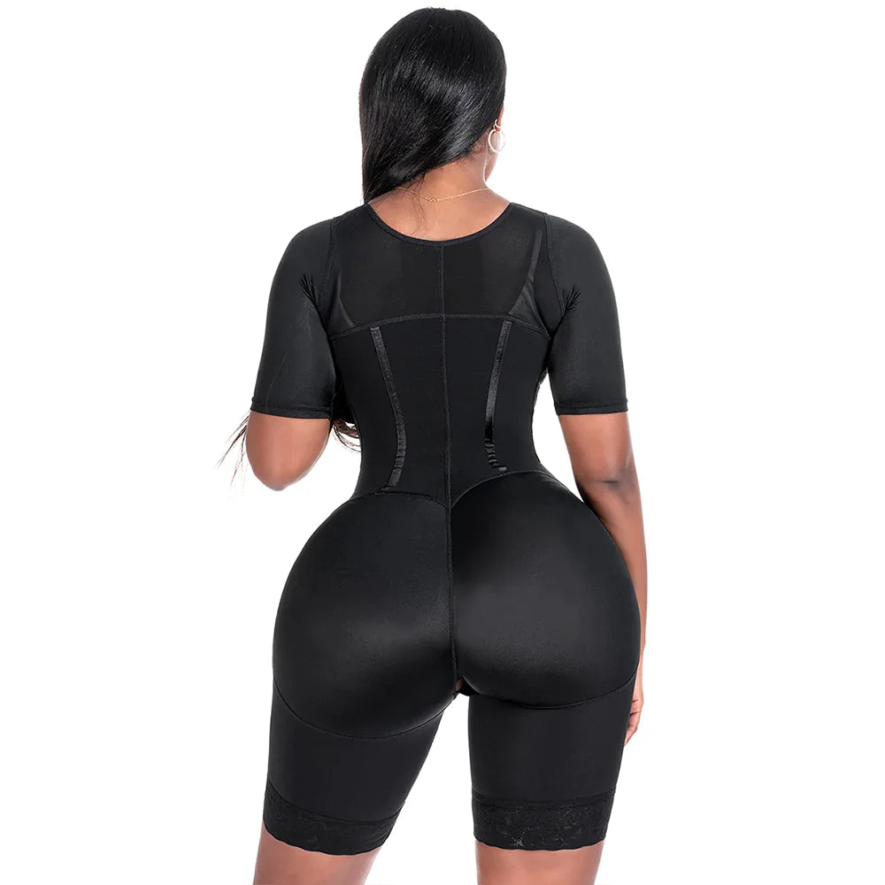 Women’s Hook-Front Shapewear Bodysuit with Sleeves