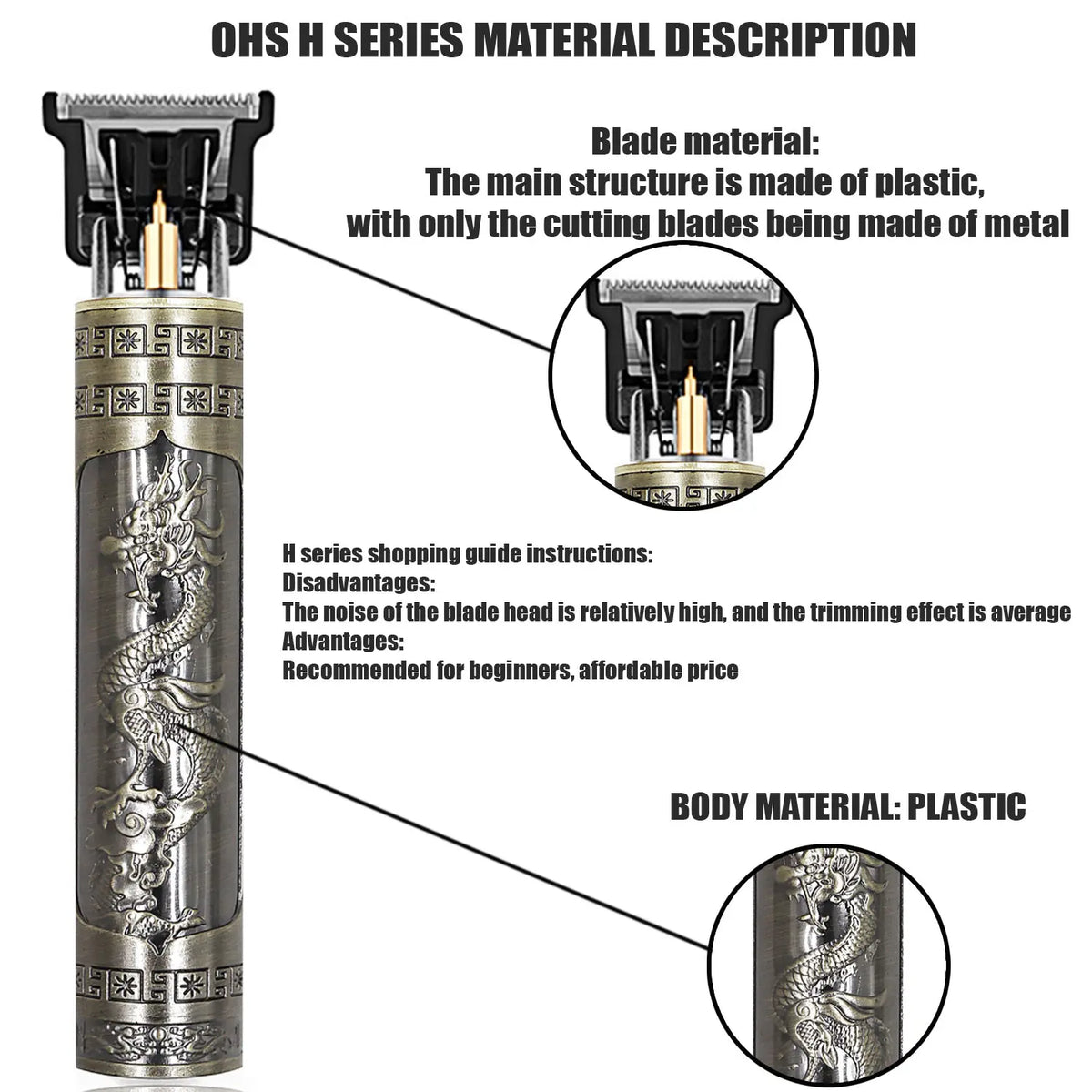 OHS T9 Rechargeable Hair & Beard Detail Trimmer – Dragon & Buddha Styles