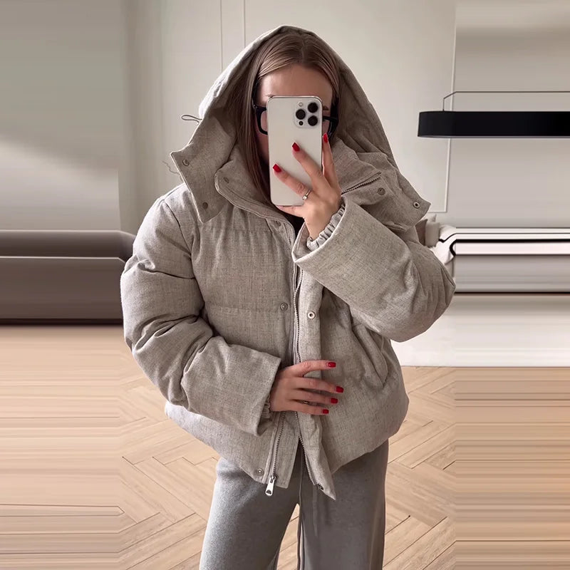 Women's Short Hooded Puffer Jacket