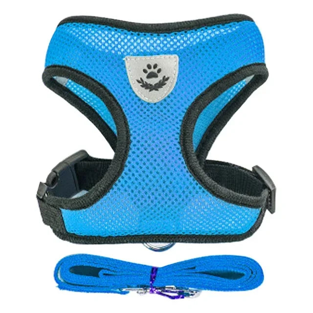 Adjustable Mesh Pet Harness & Leash – S to L