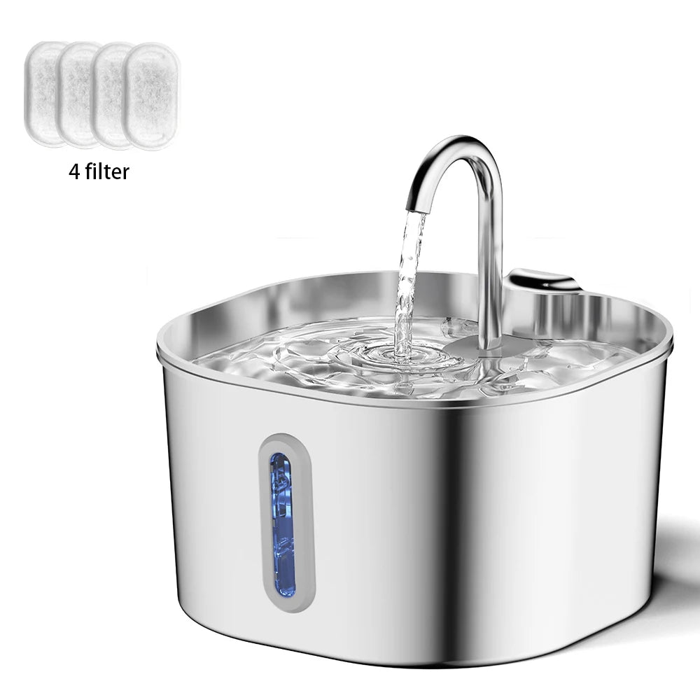 Stainless-Steel Pet Water Fountain – 2.2L