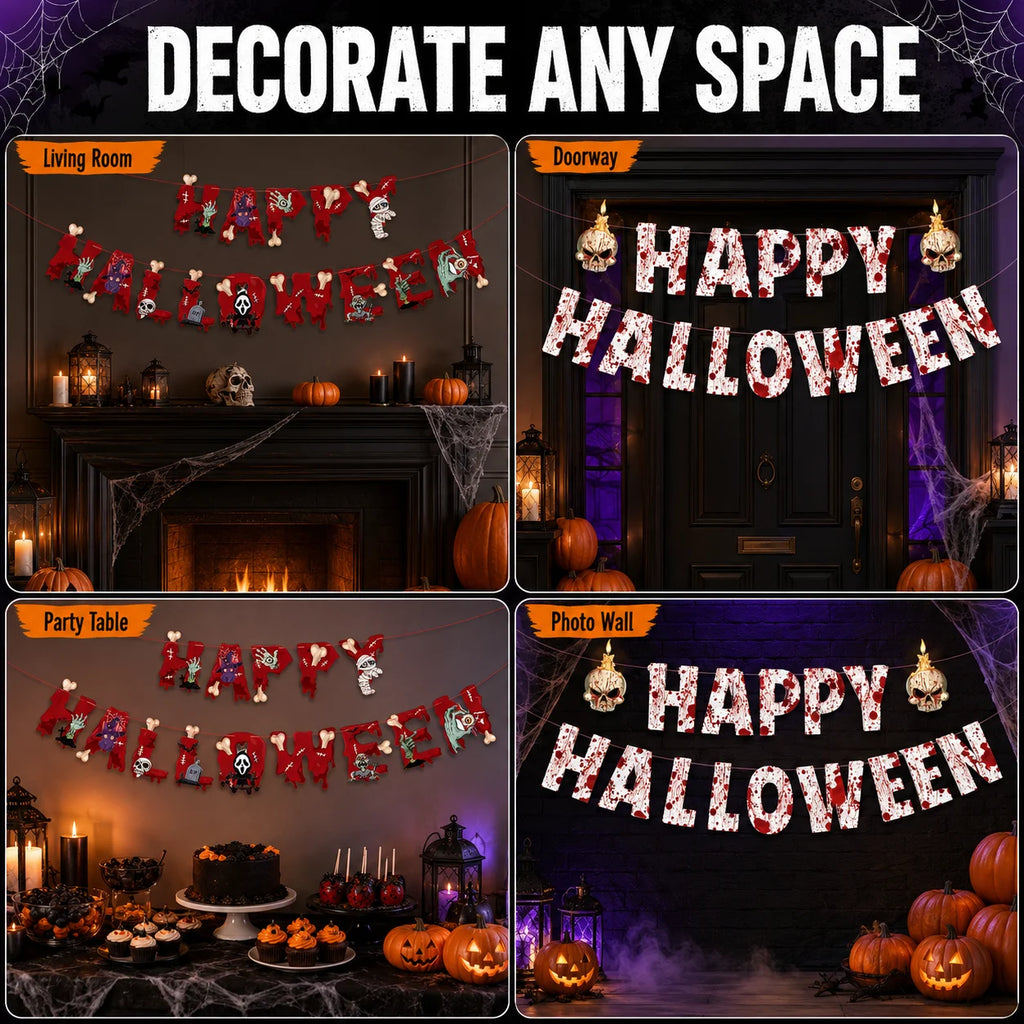 Happy Halloween Hanging Letter Banner – Spooky Designs