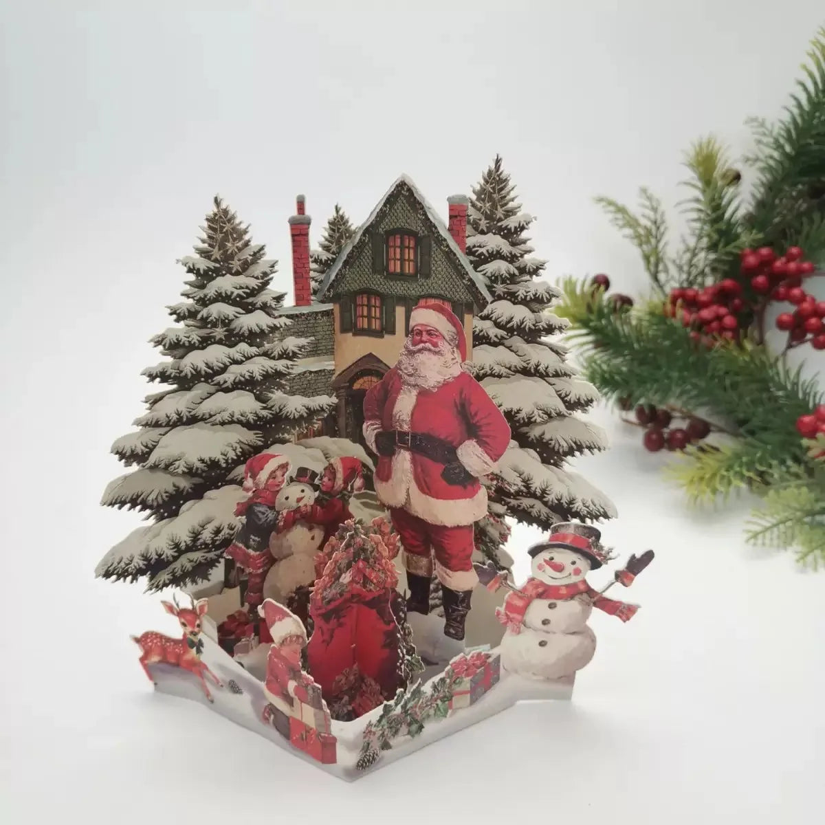 Christmas Pop-Up Greeting Card with Envelope