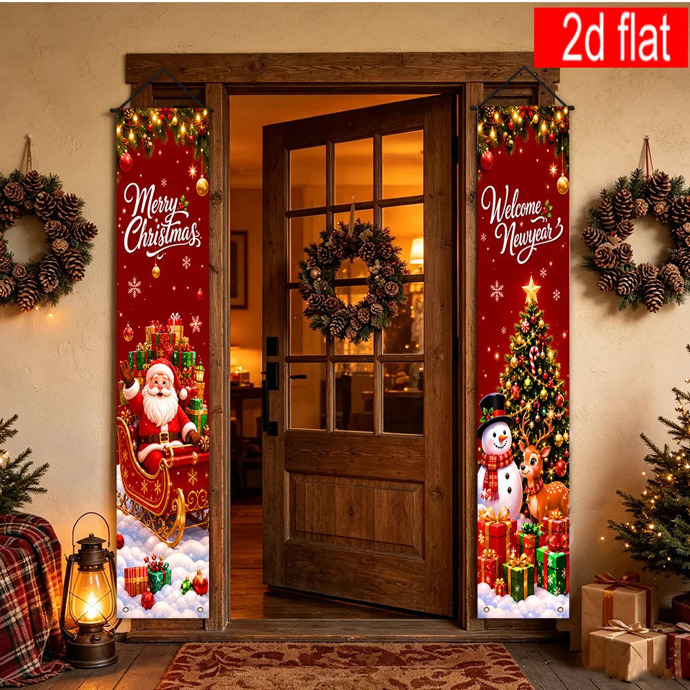 Merry Christmas & New Year Hanging Door Banners