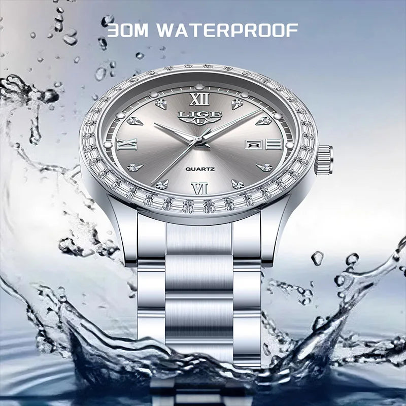 LIGE Women's Quartz Watch with Stainless Steel Band