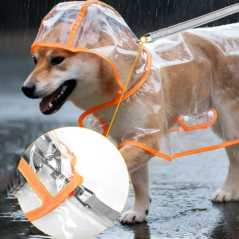 Clear Hooded Dog Raincoat – S to XL