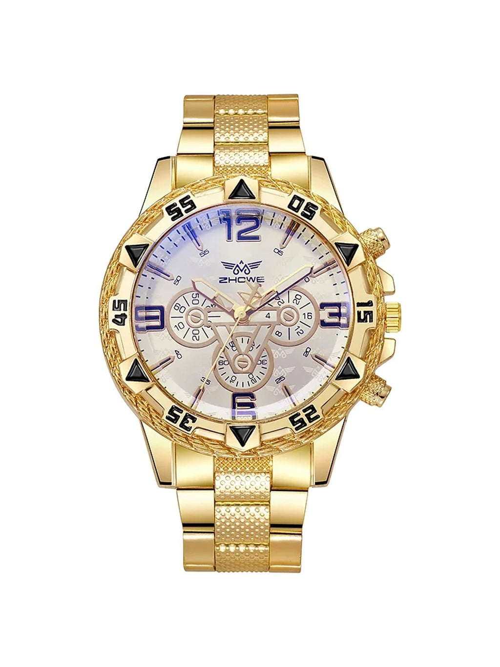 Round-Dial Quartz Watch with Alloy Bracelet