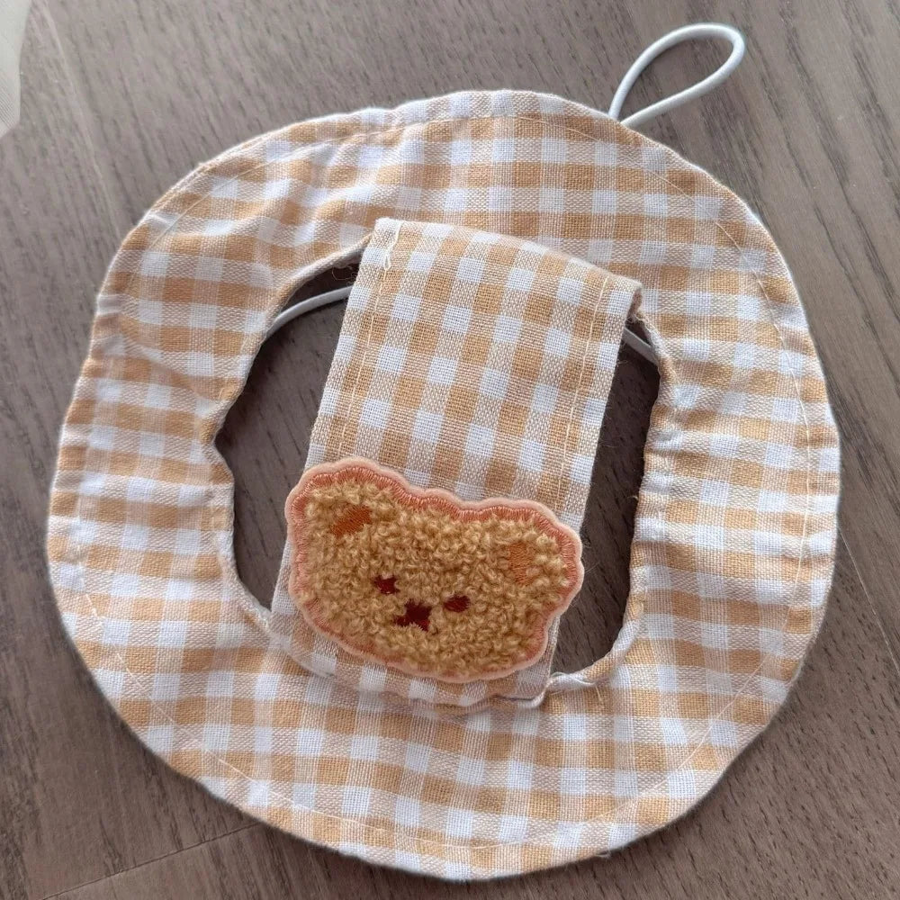 Gingham Dog Bucket Hat with Ear Openings