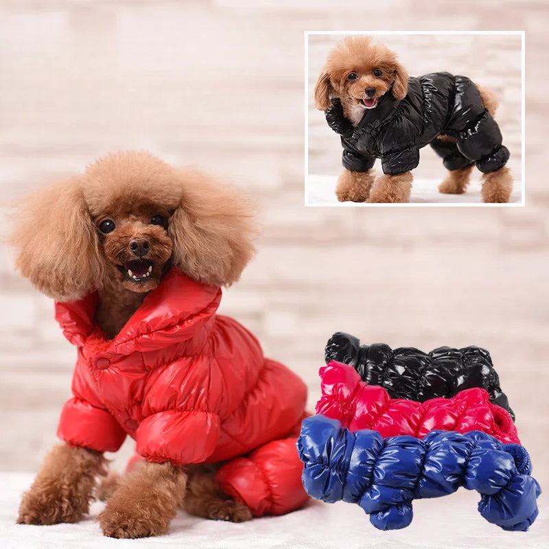 Quilted Four-Leg Dog Snowsuit with Stand Collar