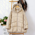 Hooded White Duck Down Puffer Jacket, Oversized Fit