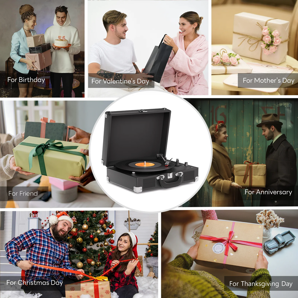 MAIO 3-Speed Suitcase Record Player with Built-In Speakers