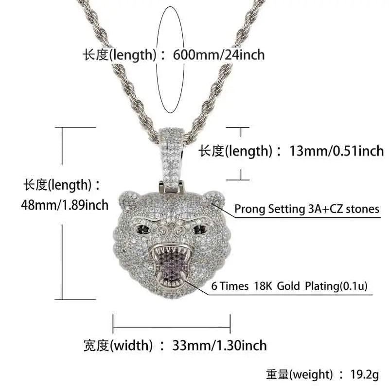Lion Pendant Necklace with Rope Chain