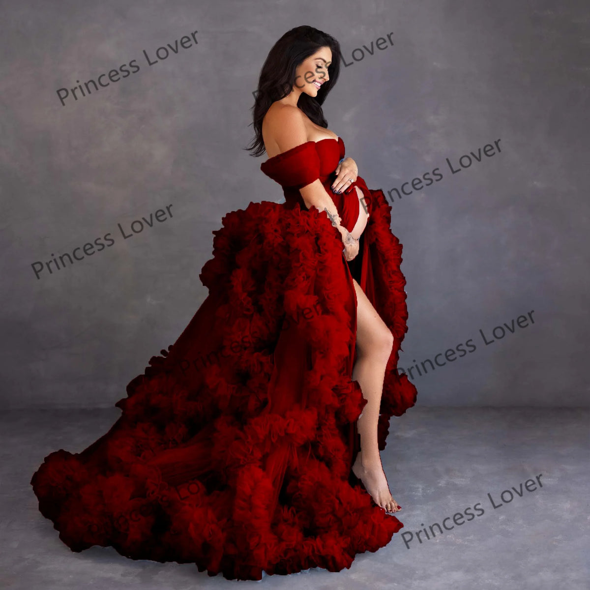Tiered Tulle Off-Shoulder Prom Dress