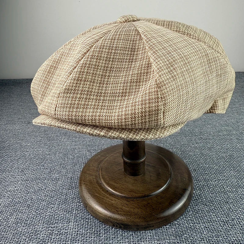 Unisex Textured Linen Newsboy Cap
