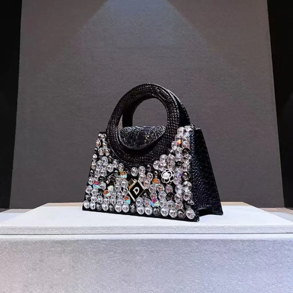 Women's Rhinestone Ring-Handle Evening Handbag