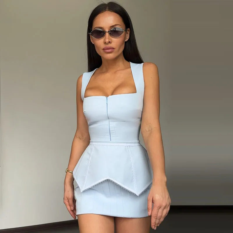 Square-Neck Fitted Mini Dress