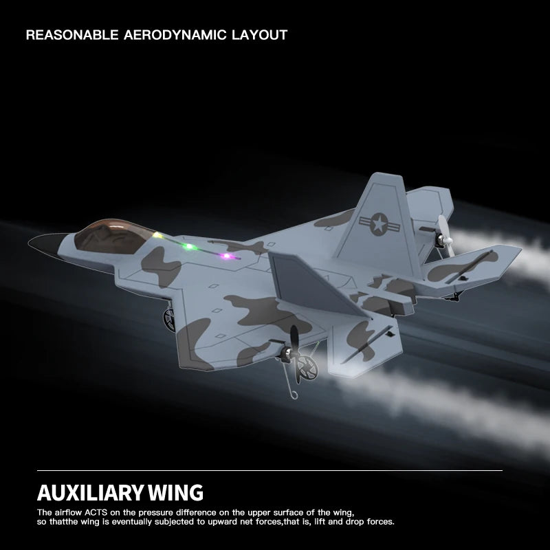 F22S Remote-Control Airplane – Gyro & LED Bundle Options