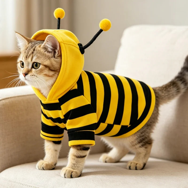Striped Bee Hoodie for Cats & Small Dogs – XS–XXL