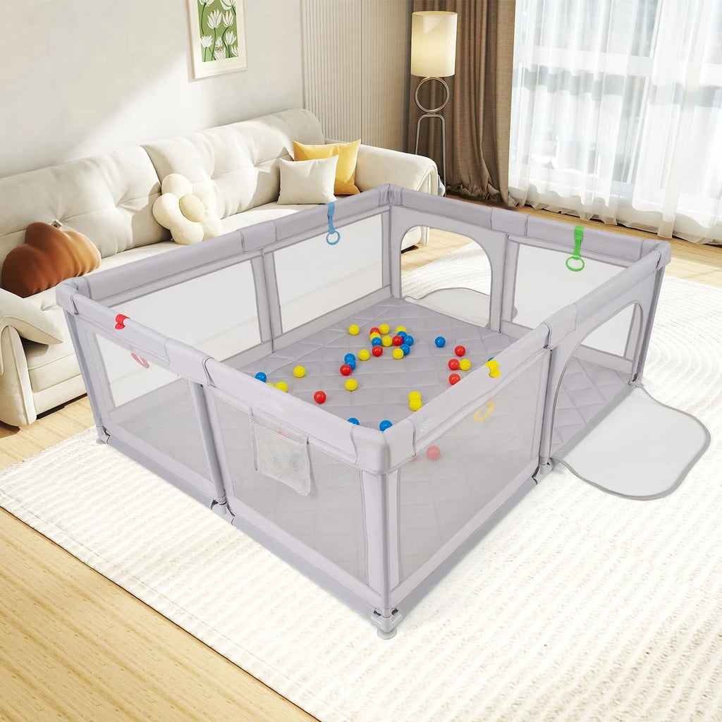 Mesh Baby Playpen with Zippered Access Doors