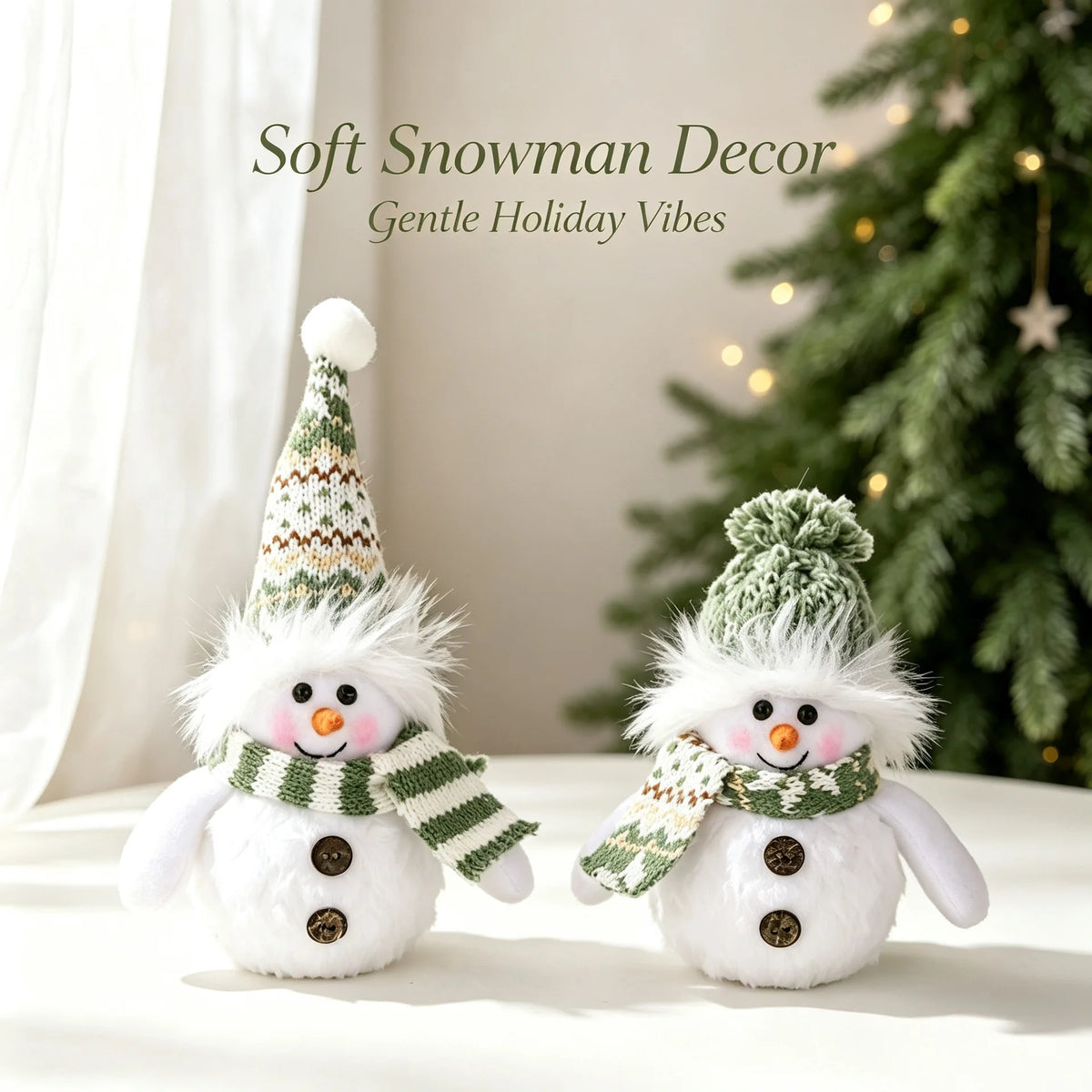 Light-Up Christmas Snowman – Knitted Hat & Scarf