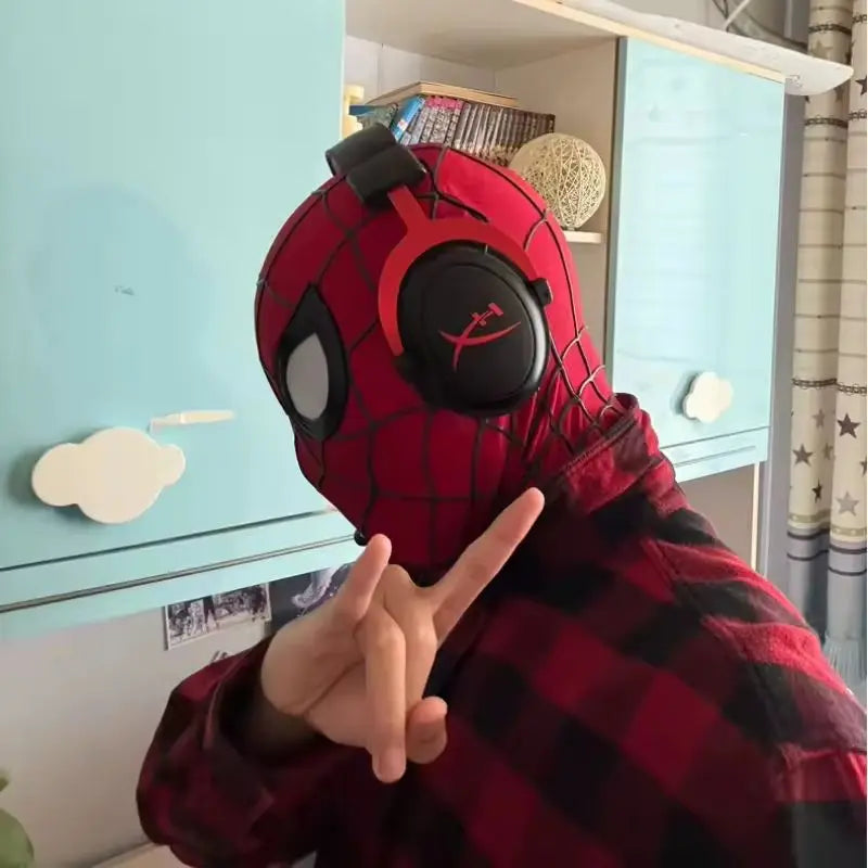 Red Web-Pattern Cosplay Mask – Two Designs