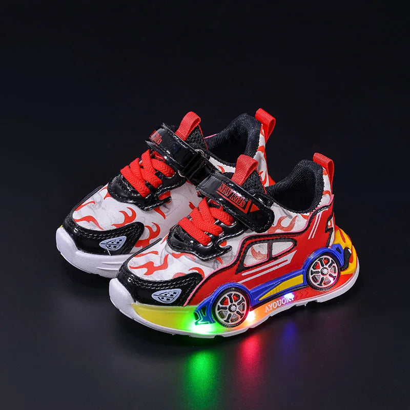 Kids’ LED Light-Up Sneakers with Hook-and-Loop Closure