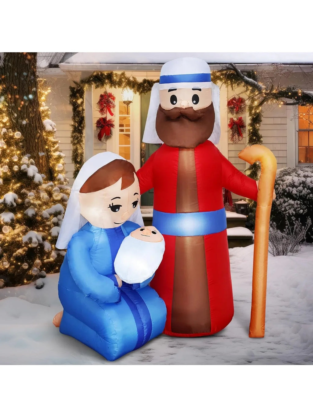 6-Foot LED Christmas Inflatable Nativity – Mary, Joseph & Baby Jesus