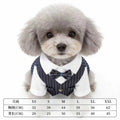 Pinstripe Dog Tuxedo-Style Outfit with Bow Tie