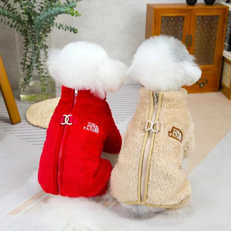 Plush-Texture Zip-Back Dog Jacket – S–XXL