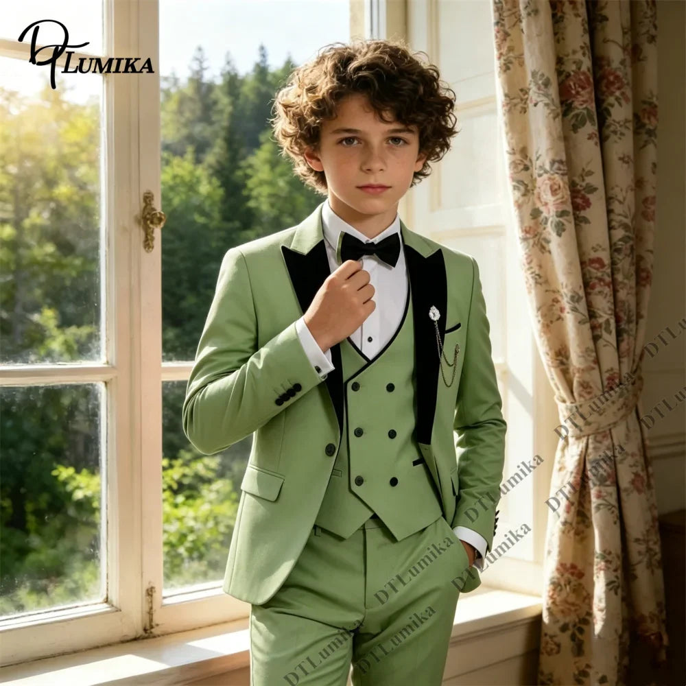 Boys’ 5-Piece Formal Suit Set with Bow Tie & Necktie – 3T–14T