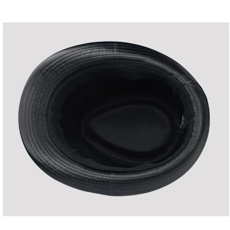 Black Leather Fedora with Matching Hatband