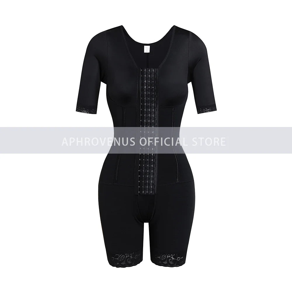 Women’s Hook-Front Shapewear Bodysuit with Sleeves