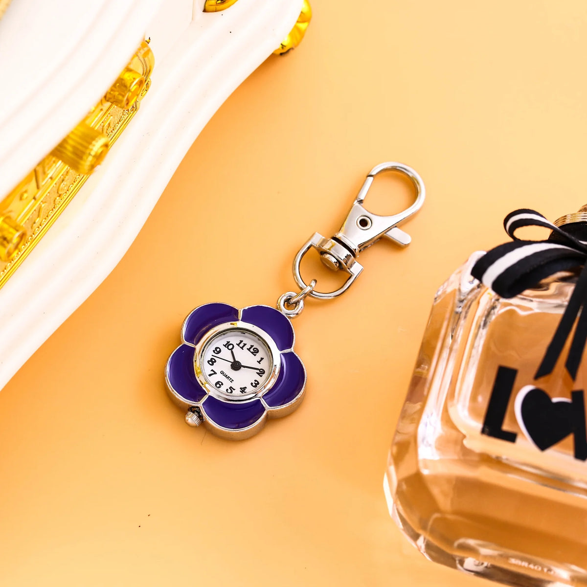 Colorful Flower Quartz Clip-On Watch