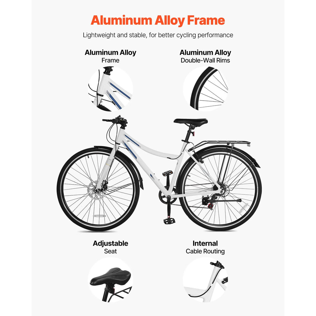 700c Step-Through 7-Speed Hybrid Bicycle