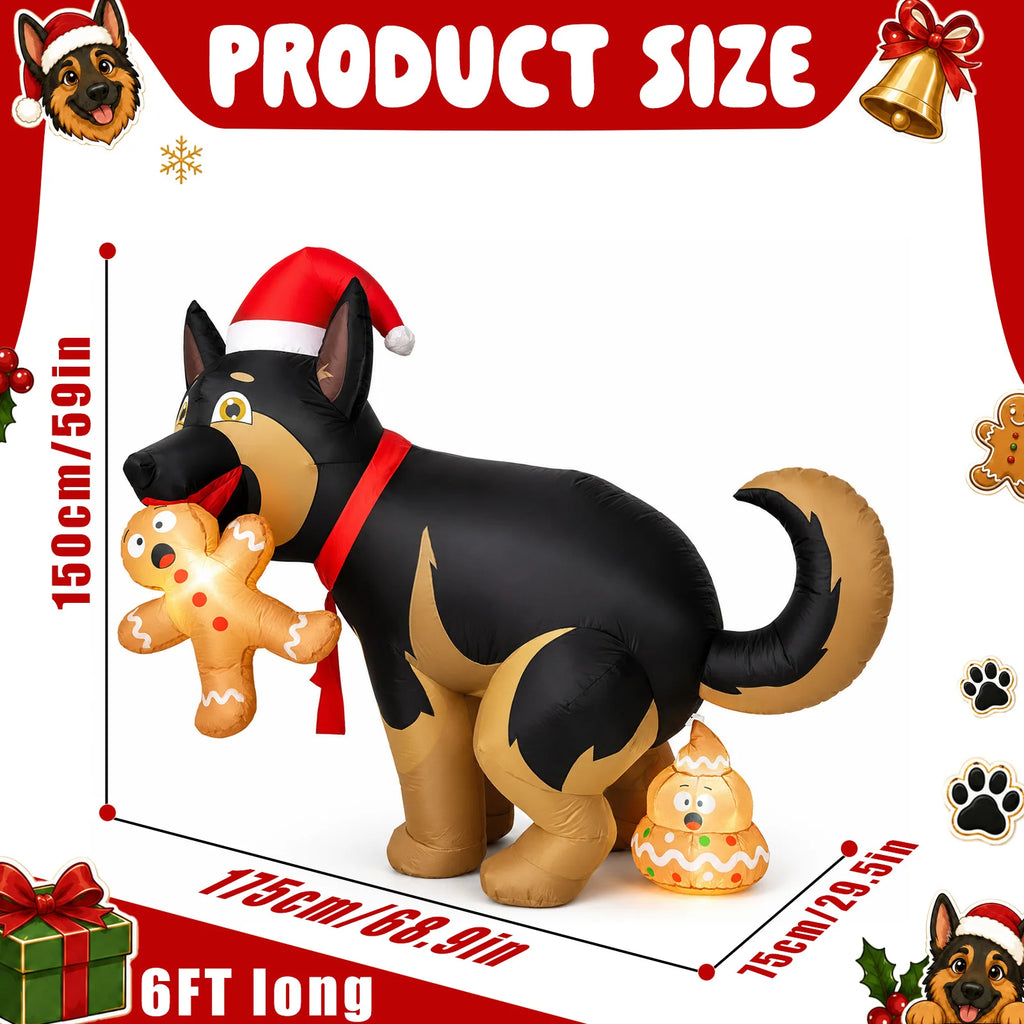 5 ft Dog & Gingerbread Man Novelty Christmas Decoration