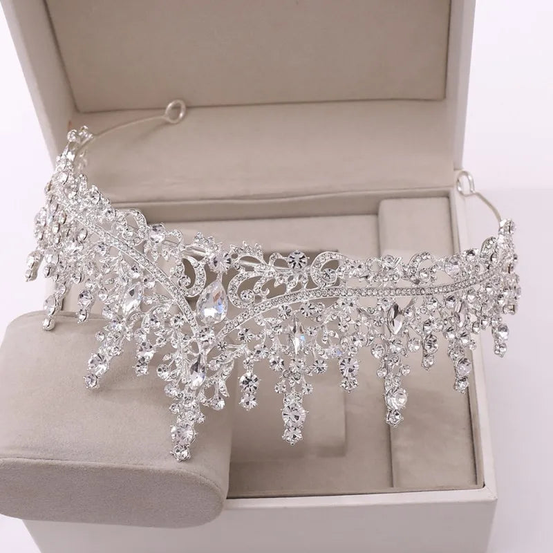 Baroque Crystal Bridal Jewelry Set with Tiara, Necklace and Earrings