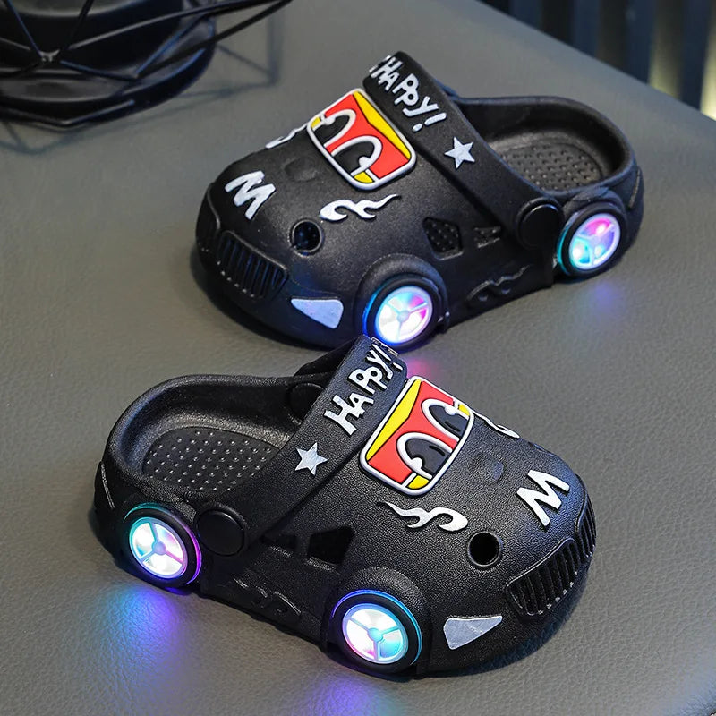 Kids’ Light-Up Car Clogs with Heel Strap