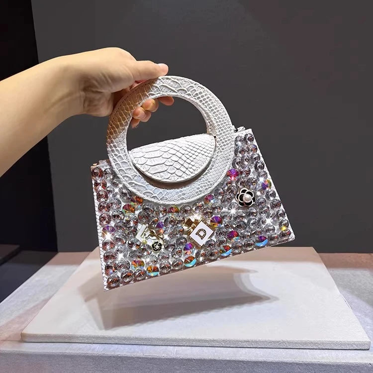Women's Rhinestone Ring-Handle Evening Handbag