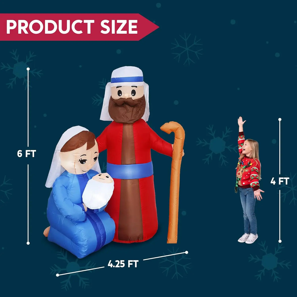 6-Foot LED Christmas Inflatable Nativity – Mary, Joseph & Baby Jesus