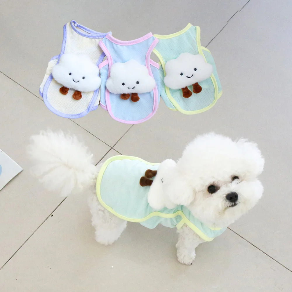 Cloud-Decorated Mesh Dog Vest – Pastel Styles