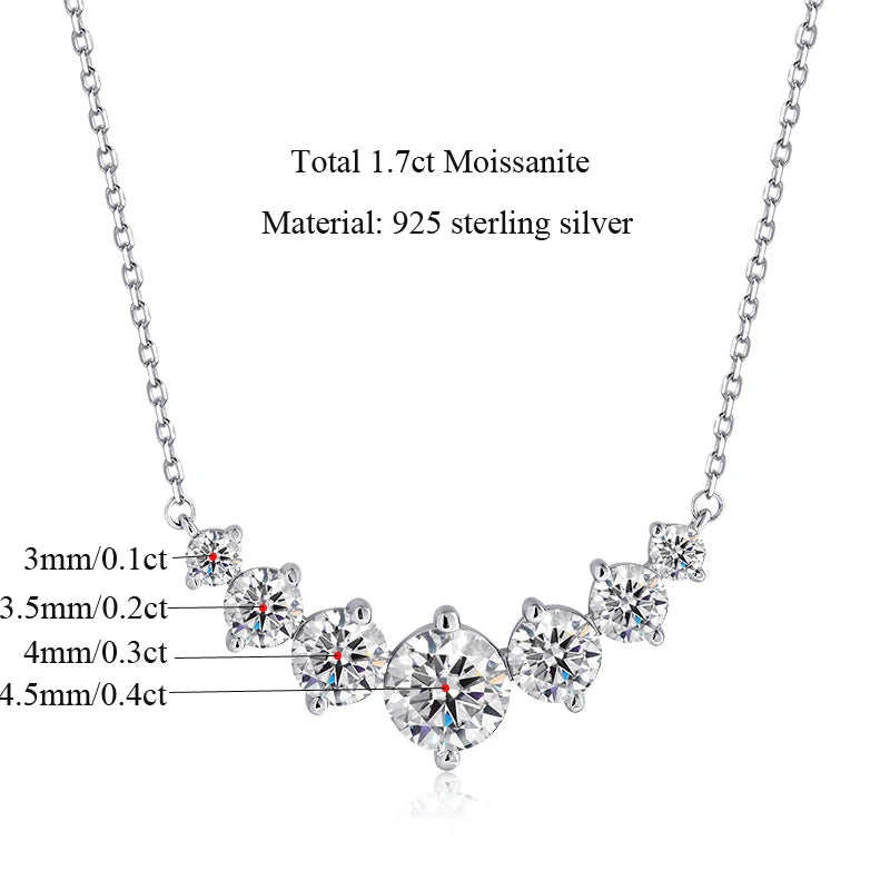 Moissanite or Zircon Solitaire Pendant Necklace in 925 Sterling Silver