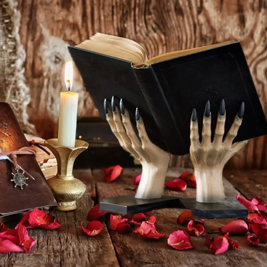 Gothic Witch-Hand Bookend Decor
