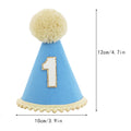 1st Birthday Hat Handmade Party Decoration Cone Hat Pet Hat First Birthday Photography Atmosphere Prop for Girls and Boys