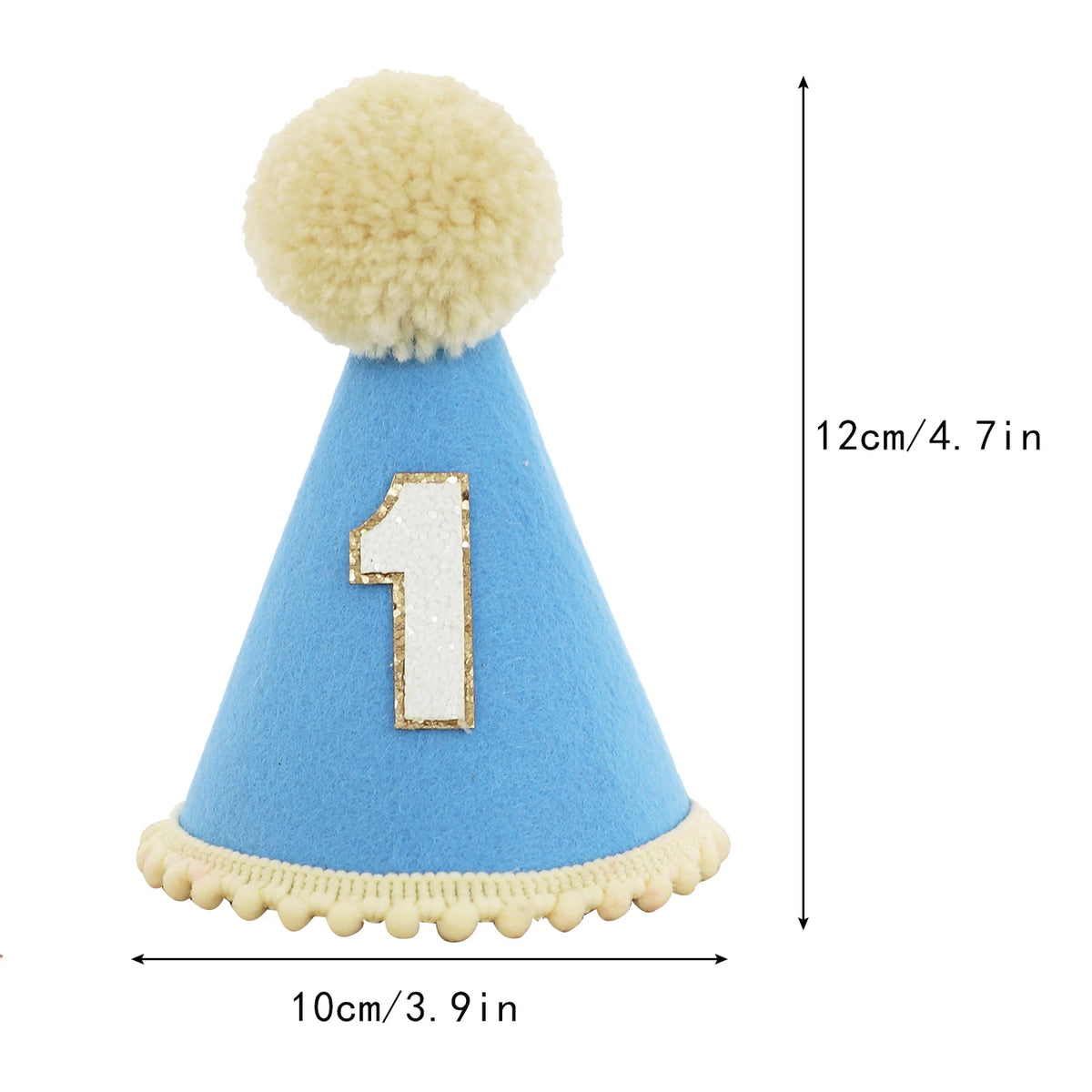 1st Birthday Hat Handmade Party Decoration Cone Hat Pet Hat First Birthday Photography Atmosphere Prop for Girls and Boys