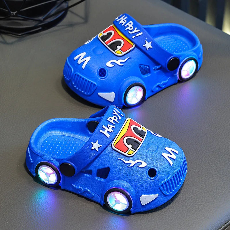 Kids’ Light-Up Car Clogs with Heel Strap