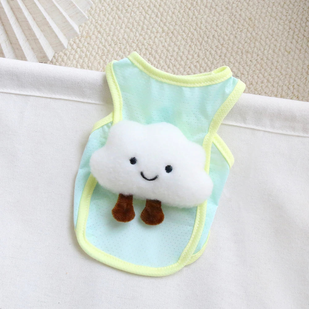 Cloud-Decorated Mesh Dog Vest – Pastel Styles