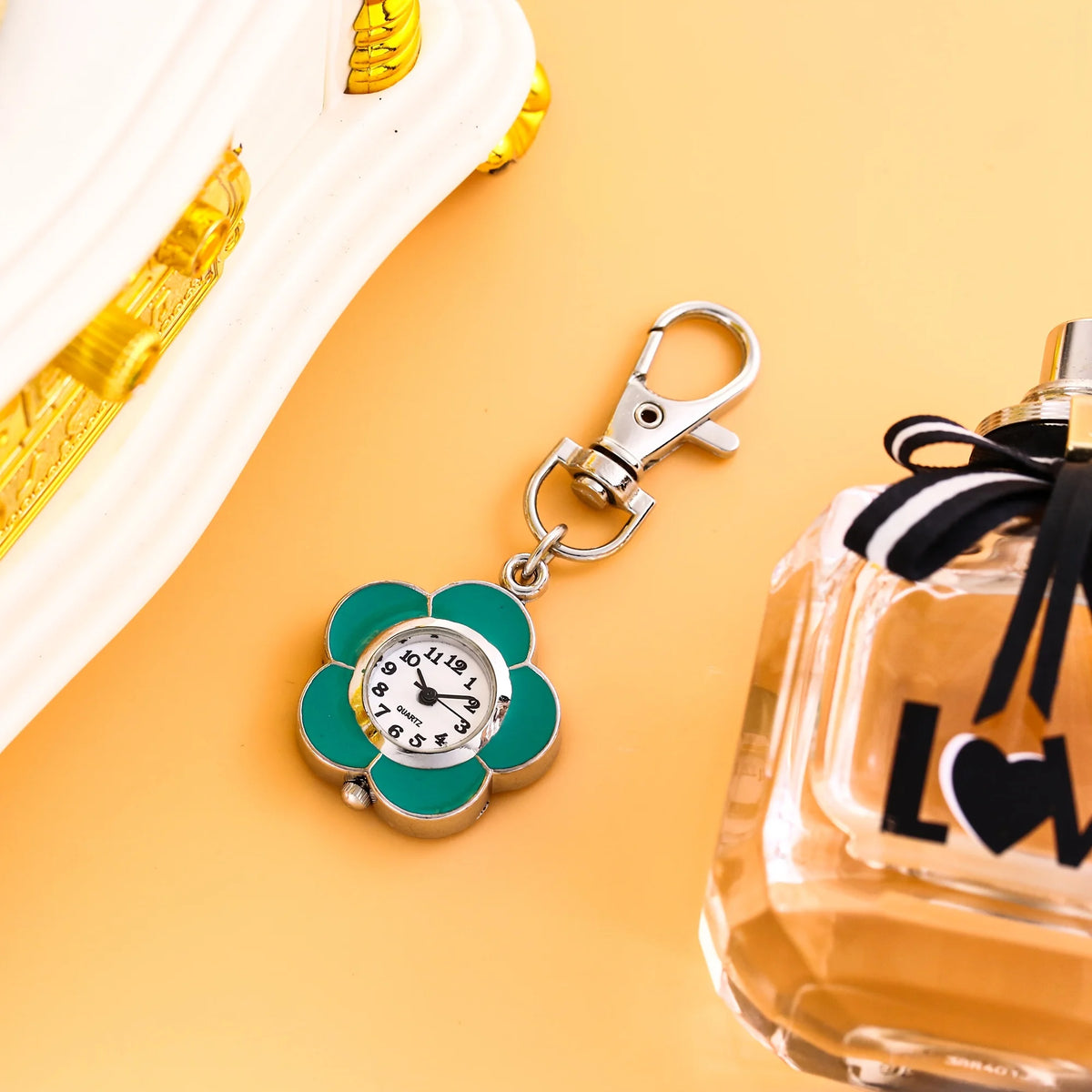 Colorful Flower Quartz Clip-On Watch