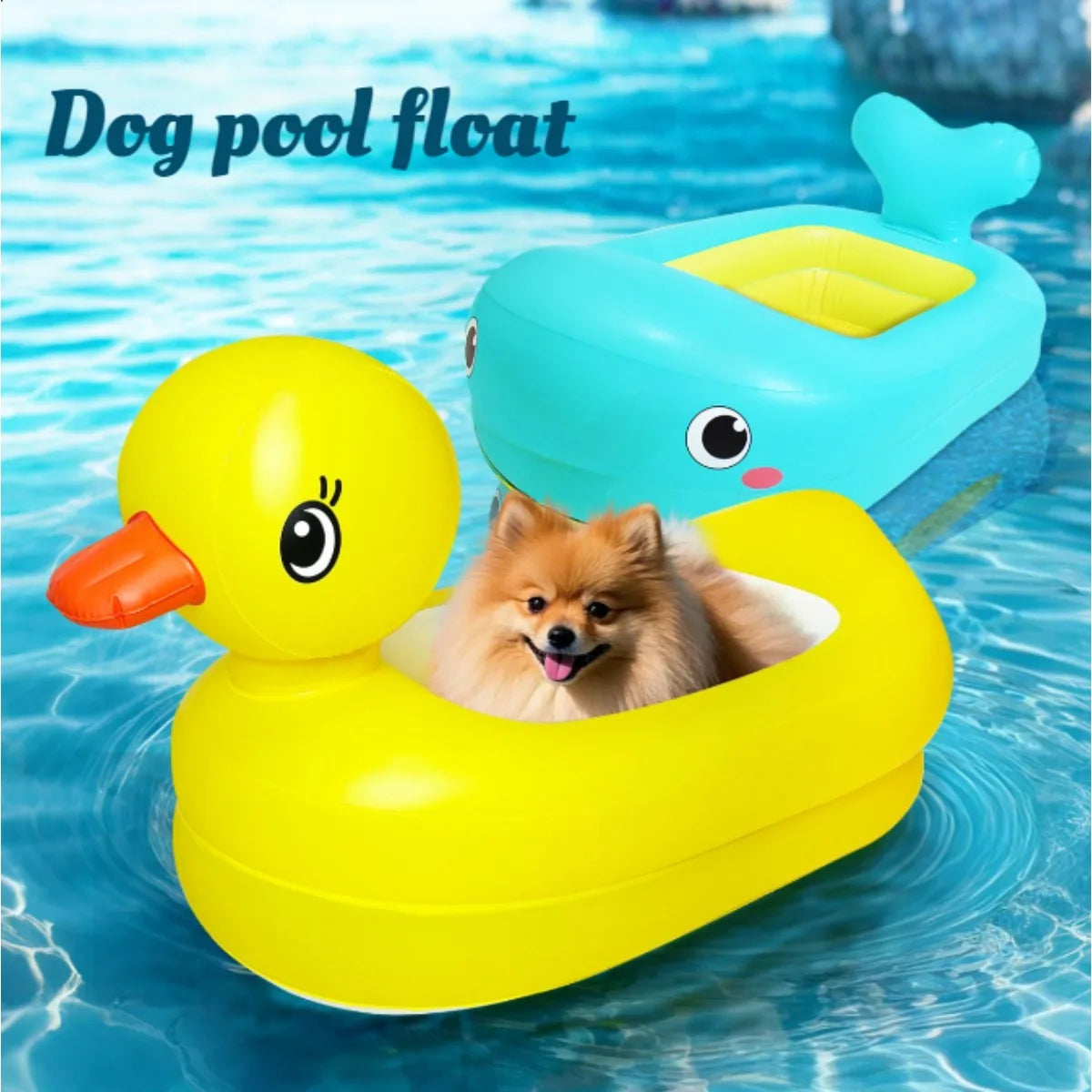 Inflatable Pet Pool Float – Yellow Duck or Whale